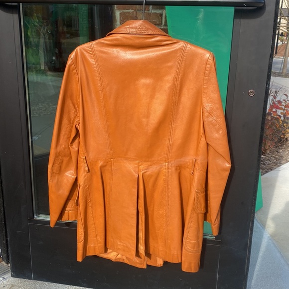 Vintage The Tannery Tan Leather Double Breasted Jacket - Picture 3 of 6